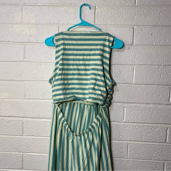 Synergy 100% Organic Cotton Dress Ruched Maxi Dress Women’s Large Turquoise EUC - Picture 12 of 13